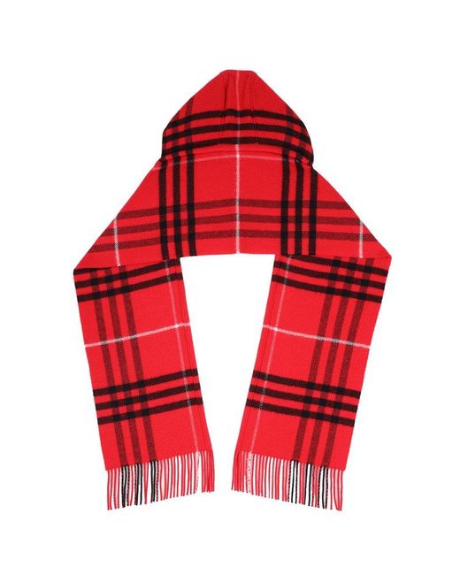 Burberry Red Vintage-check Knitted Hooded Scarf