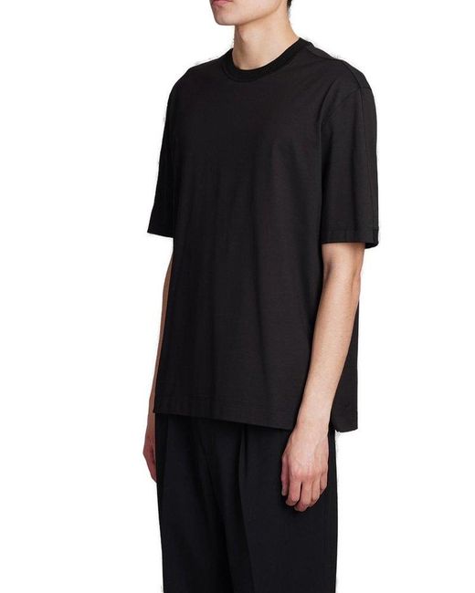 Zegna Black Short-sleeved Crewneck T-shirt for men