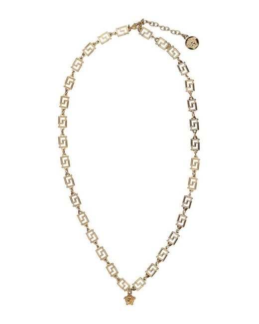 Versace Metallic Greca Medusa Plaque Chain-linked Necklace