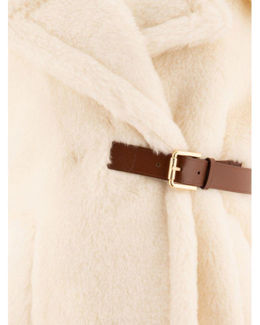 Max Mara Belted Short-Sleeved Cape in Natural | Lyst