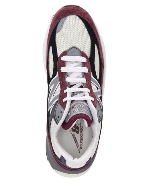 New Balance White 990V4 Lace-Up Sneakers