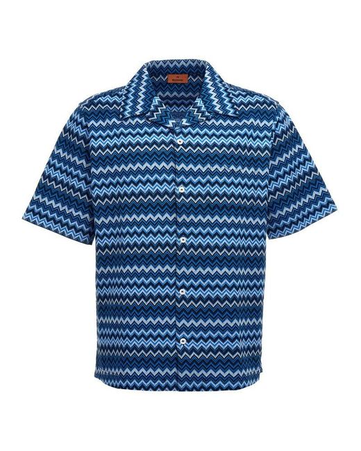Missoni Blue Short-sleeved Shirt Shirt, Blouse for men