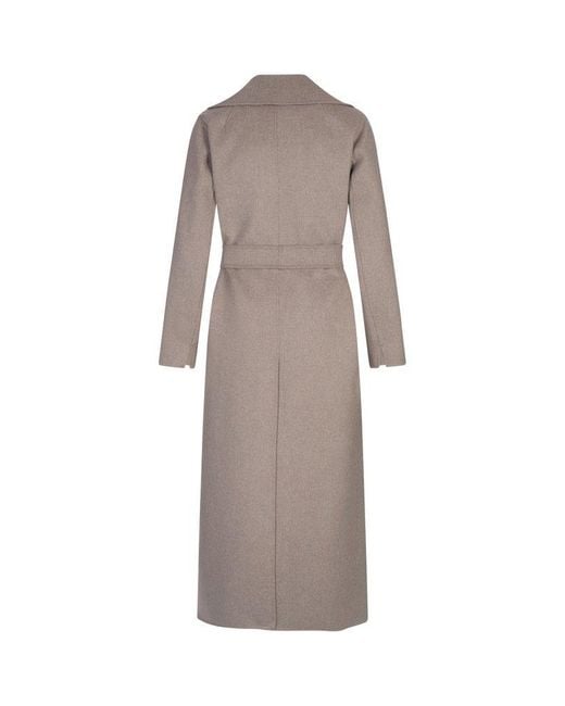 Max Mara Gray Poldo Straight Hem Belted Coat