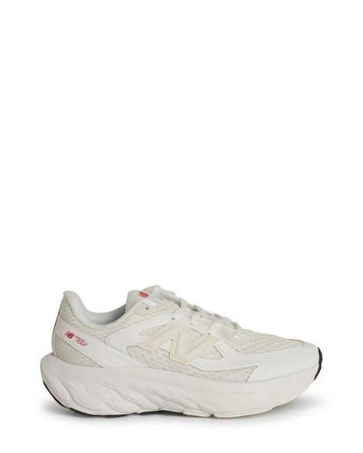 New Balance White Round-Toe Lace-Up Sneakers
