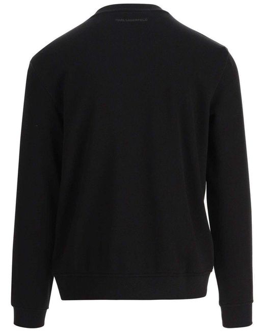 Karl Lagerfeld Black Cotton Blend Sweatshirt With Logo for men