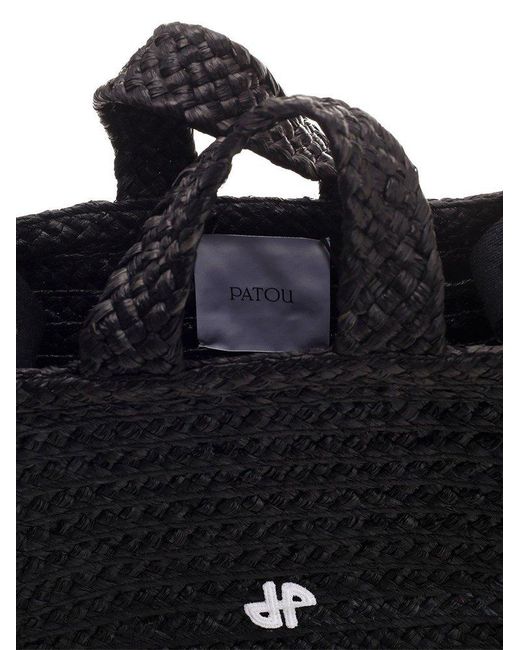 Patou Black Jp Wovened Small Top Handle Bag