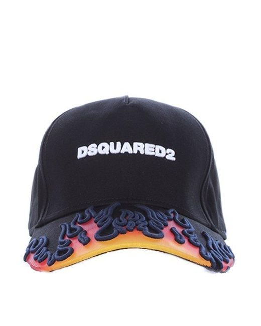 DSquared² Dsquared 2 Flame Printed Logo Embroidered Cap in Black for Men |  Lyst