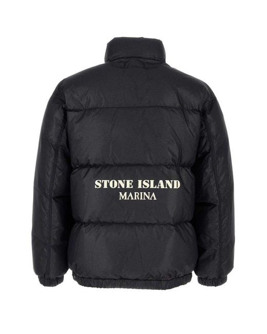 Stone Island Black Nylon Oversize Down Jacket for men