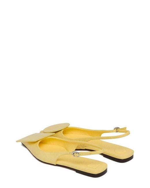 Jacquemus Yellow Pointed Toe Slingback Flats