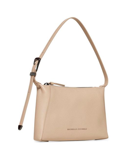 Brunello Cucinelli Shoulder Bc Duo Bag in Natural | Lyst