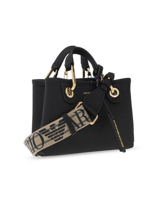 Emporio Armani Black Logo Detailed Tote Bag