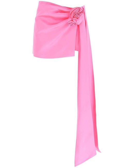 Magda Butrym Pink Silk Satin Mini Skirt