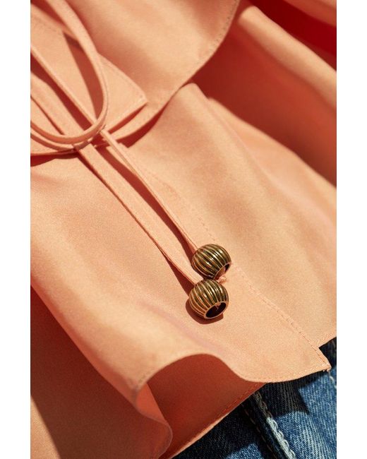 Chloé Pink Silk Top With Ruffles
