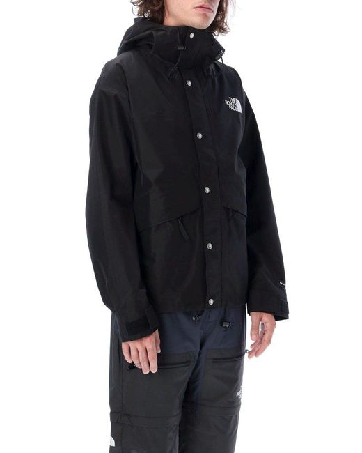 The North Face Black Logo-Embroidered Hooded Windbreaker for men