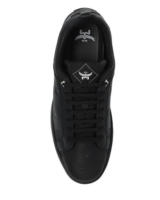 MCM Black Logo-Embossed Lace-Up Sneakers for men
