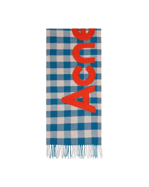 Acne Blue Wool Scarf for men