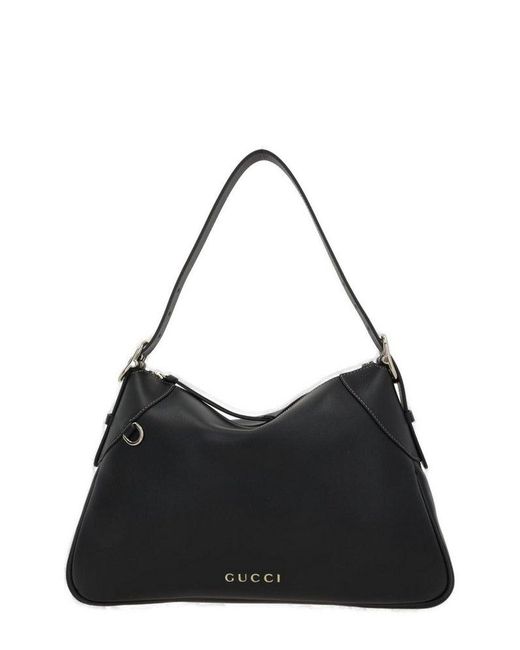 Gucci Black Gg Emblem Large Shoulder Bag