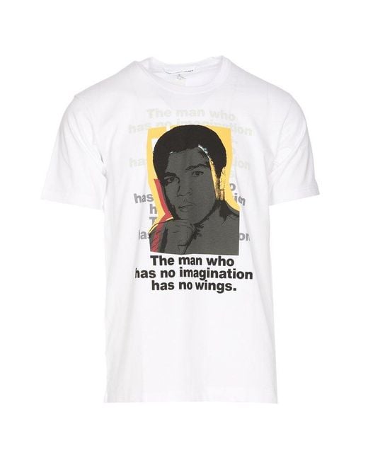 Comme des Garçons White Muhammad Ali Print T-Shirt for men