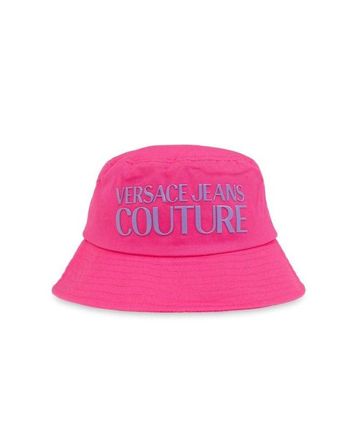 Versace Pink Flat Crown Bucket Hat for men