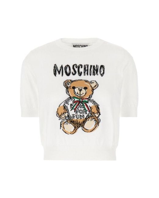 Moschino White Short-sleeved Knitted Top