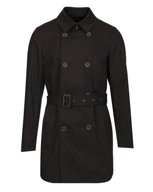 Herno Black Double-Breasted Trench Coat for men