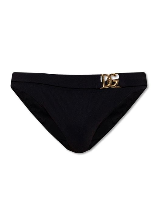 Dolce & Gabbana Black Logo-plaque Asymmetric Swimming Briefs for men