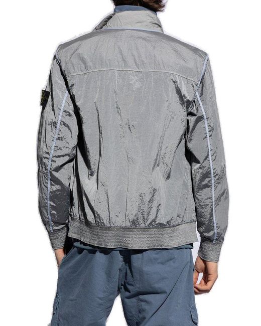 Stone Island Gray Jacket With Stand Collar, for men