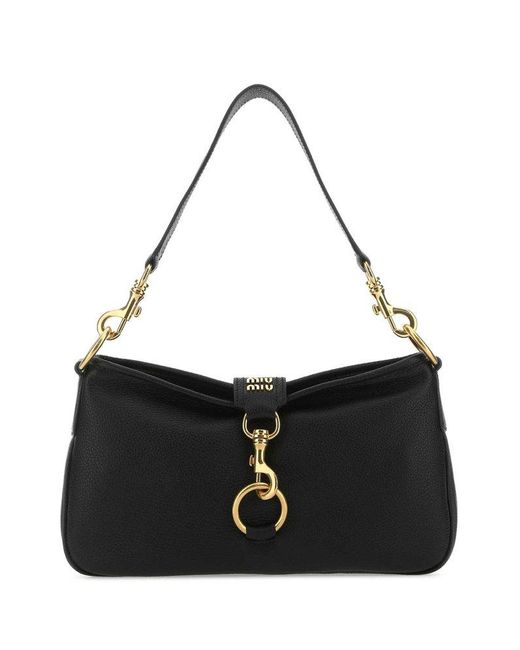 Miu Miu Leather Shoulder Bag in Black Lyst Canada