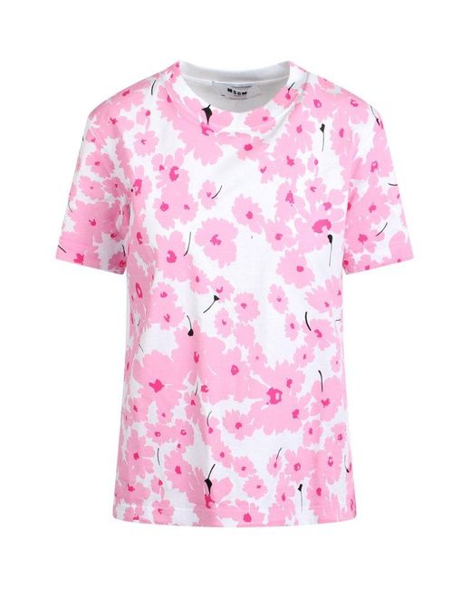 MSGM Pink Floreal T-Shirt