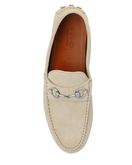 Gucci Natural Horsebit Detailed Slip-on Loafers for men