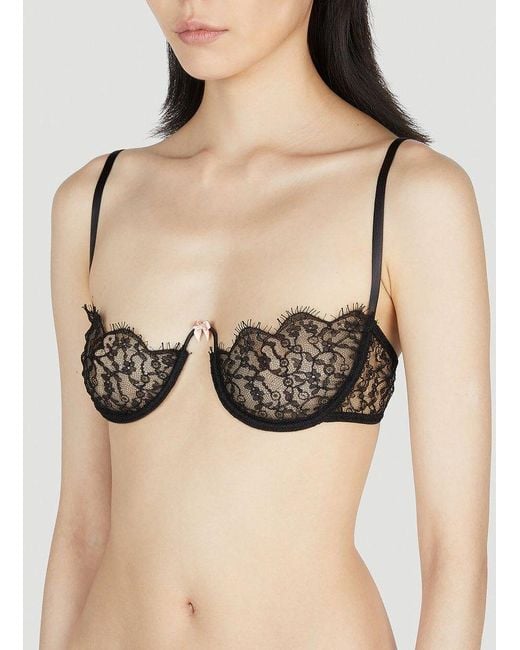 Gucci Sweetheart Neck Floral-lace Bra in Natural