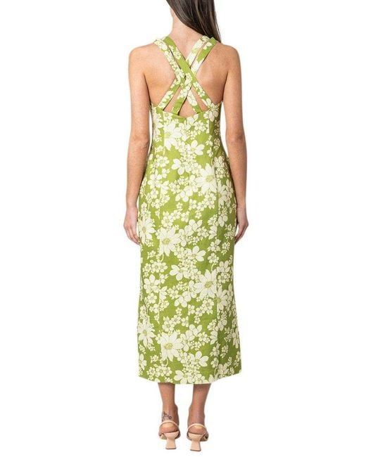 ALÉMAIS Green Floral Printed Midi Dress
