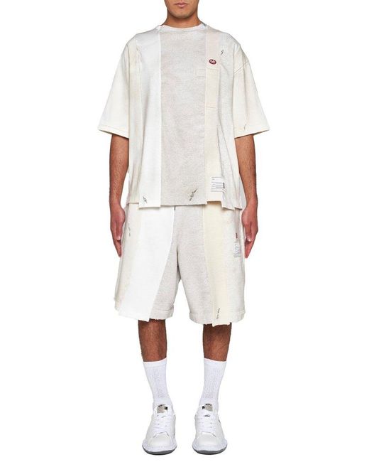 Maison Mihara Yasuhiro White Vertical Switching Drawstring Shorts for men