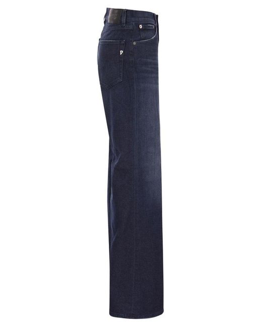 Dondup Blue Amber Logo-patch Wide-leg Jeans