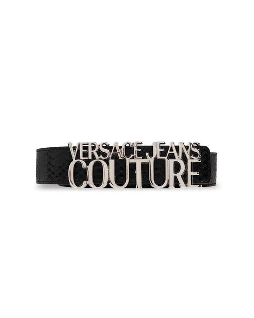 Versace Black Belt With Logo Buckle