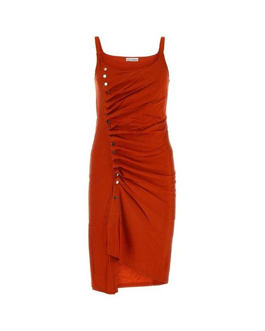 Rabanne Red Stud Detailed Sleeveless Dress