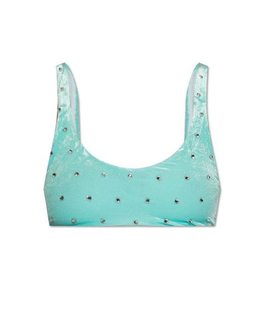 DSquared² Blue Embellished Swimsuit Top