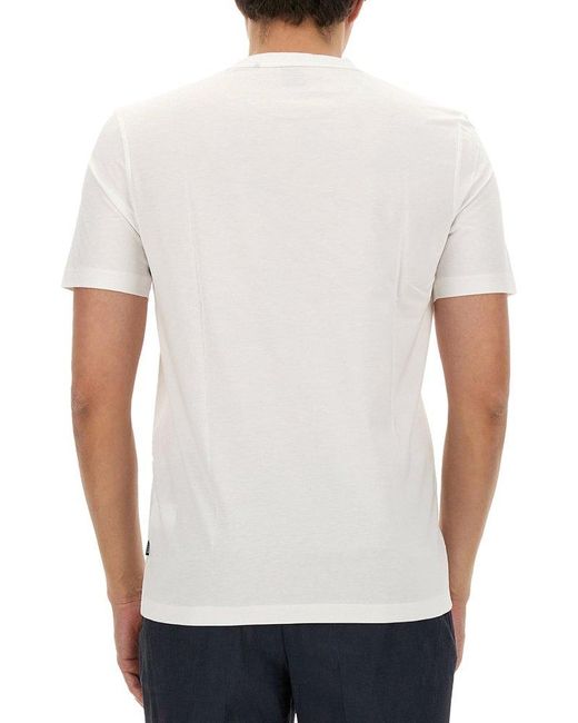Boss White Logo Printed Crewneck T-Shirt for men