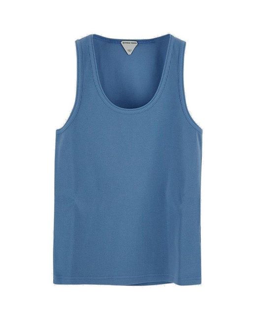 Bottega Ribbed Tank Top in Blue Lyst