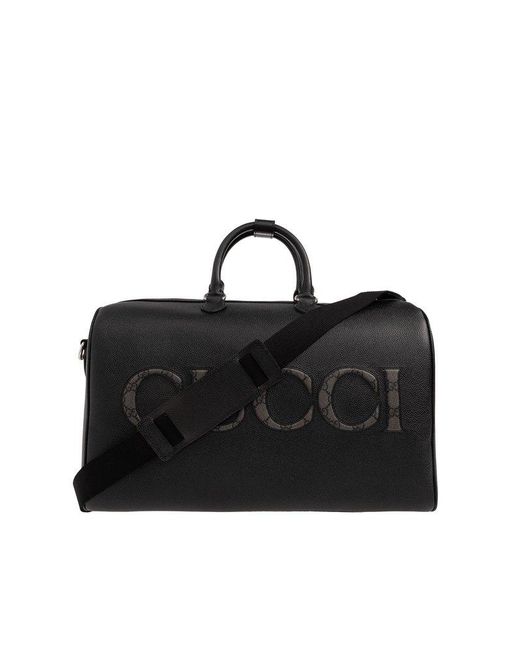 Gucci Black Logo Patch Duffel Bag for men