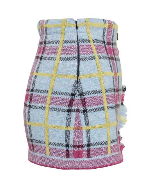 Cormio Multicolor Tracy Tartan Motif Knit Mini Skirt