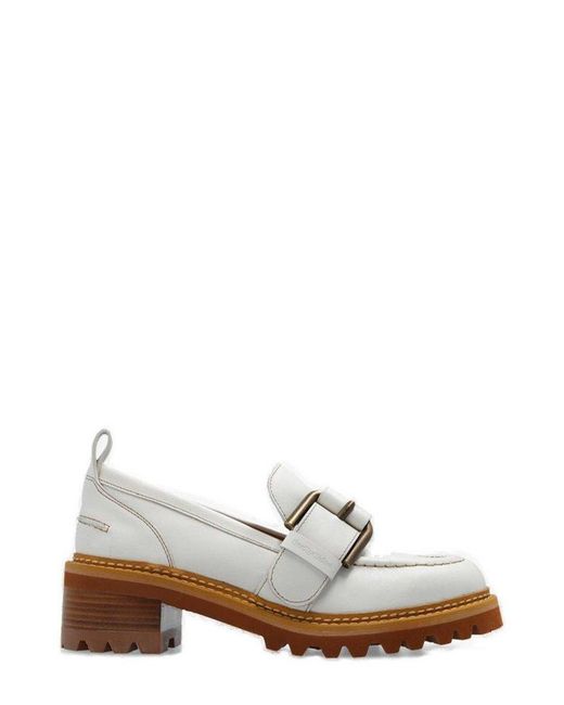 See By Chloé Willow Buckled Loafers in White | Lyst UK