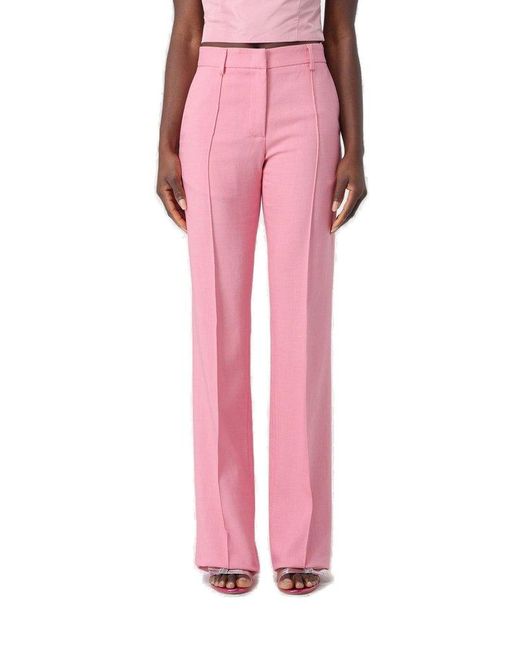 MSGM Pink Straight-Leg Pleated Tailored Trousers