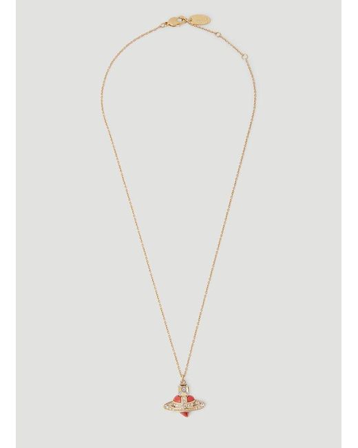 Vivienne Westwood White Logo Pendant Embellished Necklace