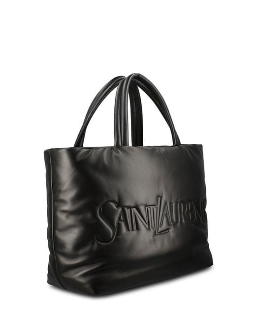 Saint Laurent Black Logo Debossed Large Tote Bag for men