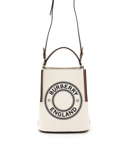 Burberry Natural Small Logo Graphic Cotton Canvas Peggy Bucket Bag