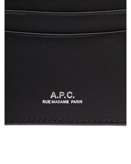 A.P.C. Blue Black Andre Card Holder for men