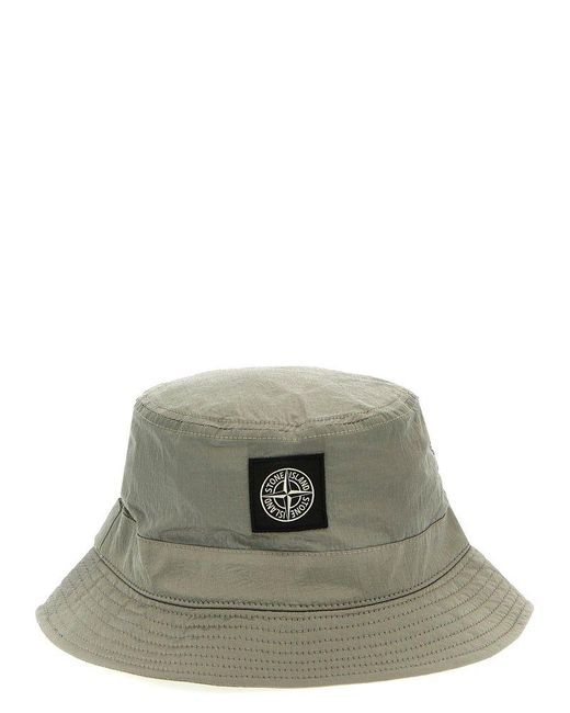 Stone Island Green Logo Bucket Hat for men