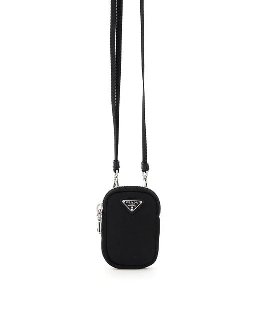 Prada Mini Pouch With Shoulder Strap in Black | Lyst