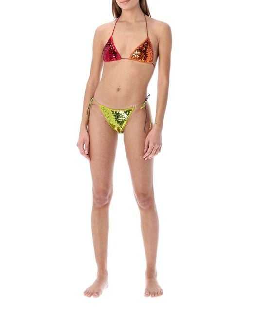 Oseree Multicolor Microkini Sequin Bikini Set